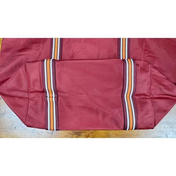Lacoste Nylon Tote Bag Red Striped Webbed Straps Logo Shoulder Travel 16 X 11.5 - Picture 8 of 16